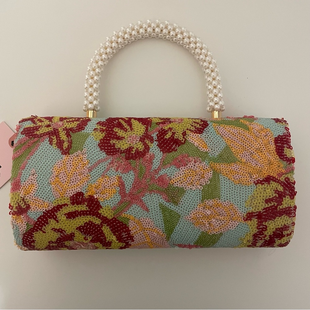Floral Sequin Handbag - Multicolor